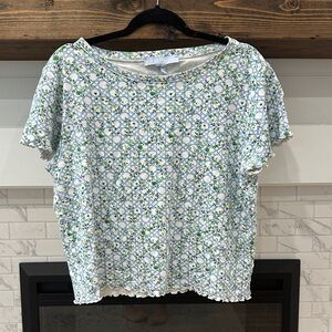 Hill House Blue and Green Floral Short Sleeve pajama Top